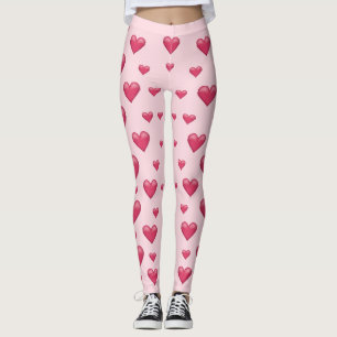 Roze harten patroon leggings