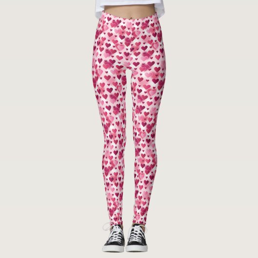Roze harten patroon leggings (Voorkant)