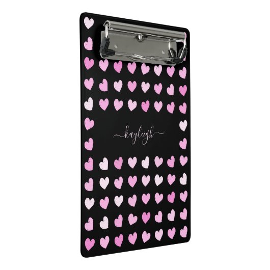 Roze harten patroon mini klembord (Schuin)