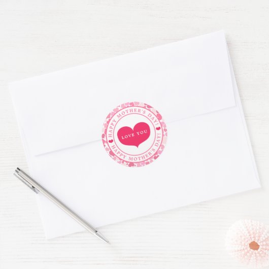 Roze Harten Patroon Moederdag Sticker (Envelop)