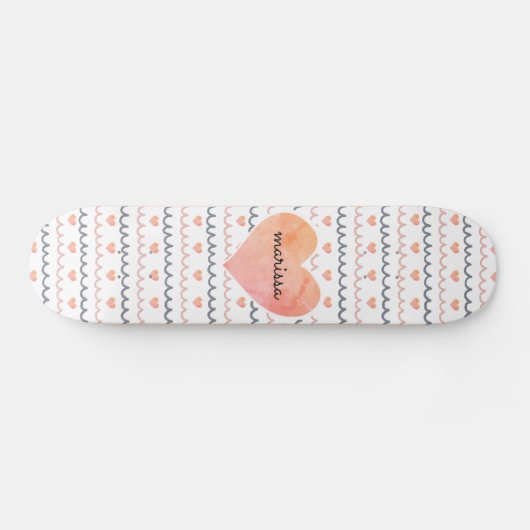 Roze harten patroon persoonlijk skateboard (Horizontaal)