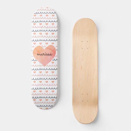 Roze harten patroon persoonlijk skateboard (Voorkant)