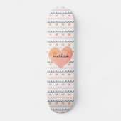 Roze harten patroon persoonlijk skateboard (Voorkant)
