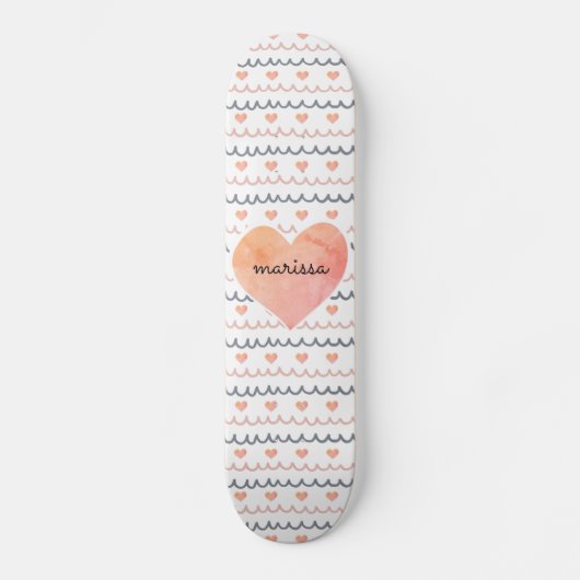 Roze harten patroon persoonlijk skateboard (Voorkant)