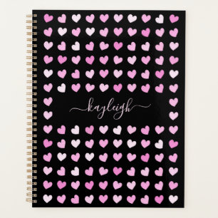 Roze harten patroon planner