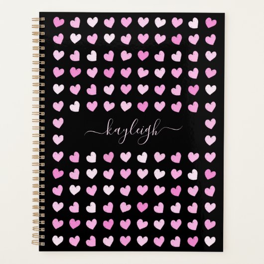 Roze harten patroon planner (Voorkant)