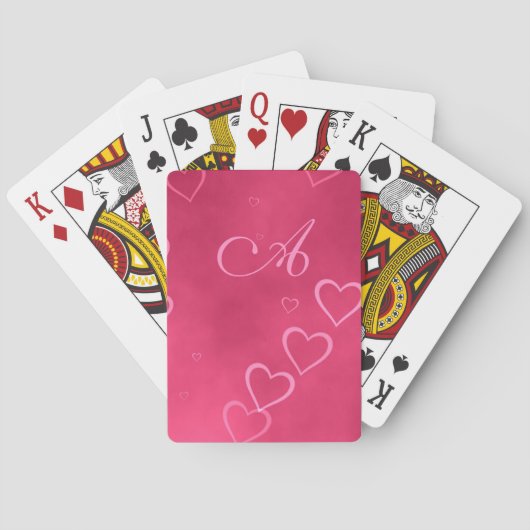 Roze harten patroon pokerkaarten (Achterkant)
