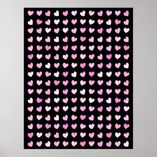 Roze harten patroon poster (Voorkant)
