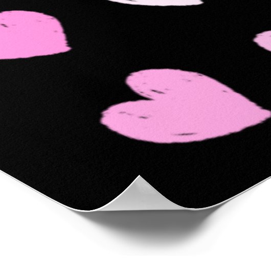 Roze harten patroon poster (Hoek)