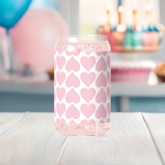 Roze harten patroon, romantisch, liefde blikvorm glas (Insitu (Baby Shower))