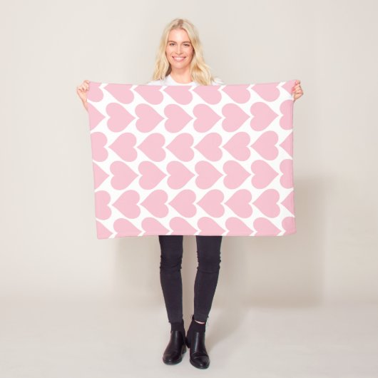 Roze harten patroon, romantisch, liefde fleece deken (In situ)