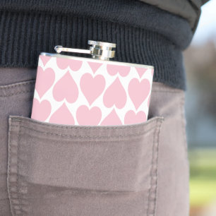 Roze harten patroon, romantisch, liefde heupfles