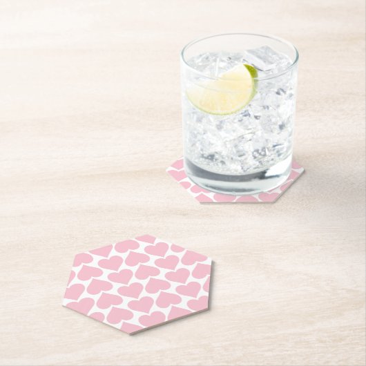 Roze harten patroon, romantisch, liefde kartonnen onderzetters (Insitu)