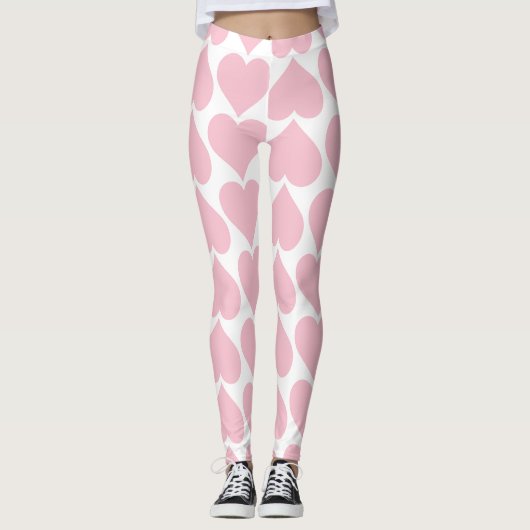 Roze harten patroon, romantisch, liefde leggings (Voorkant)