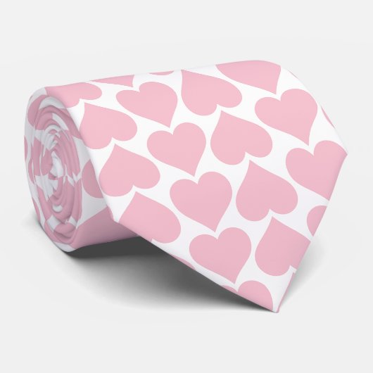 Roze harten patroon, romantisch, liefde stropdas (Opgerold)