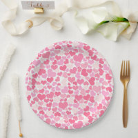 Roze harten patroon - Romantisch papier Borden