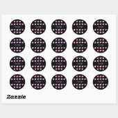 Roze harten patroon ronde sticker (Vel)