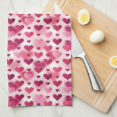 Roze harten patroon theedoek (Quarter Fold)