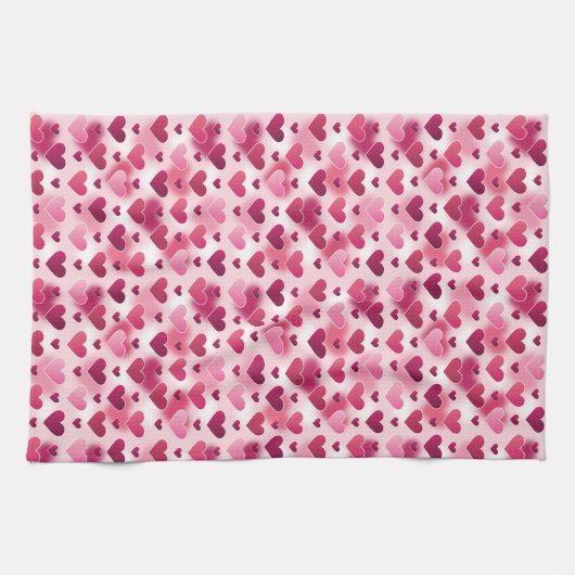 Roze harten patroon theedoek (Horizontaal)