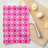 Roze harten patroon theedoek (Quarter Fold)