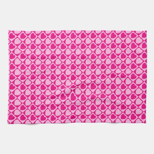 Roze harten patroon theedoek (Horizontaal)