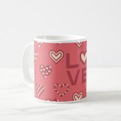 Roze Harten Patroon Valentijn Mok (Voorkant links)
