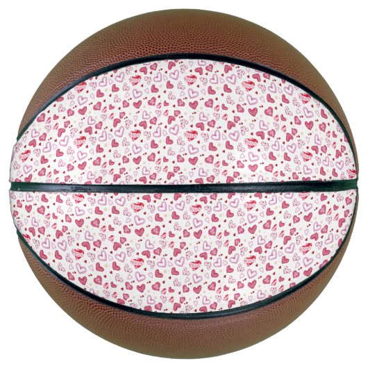 Roze harten Patroon Valentijnsdag Basketbal (Voorkant)
