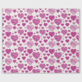 Roze harten Patroon Valentijnsdag Cadeaupapier (Vlak)