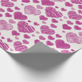 Roze harten Patroon Valentijnsdag Cadeaupapier (Hoek)