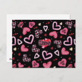 Roze harten Patroon Valentijnsdag Feestdagenkaart (Voorkant / Achterkant)