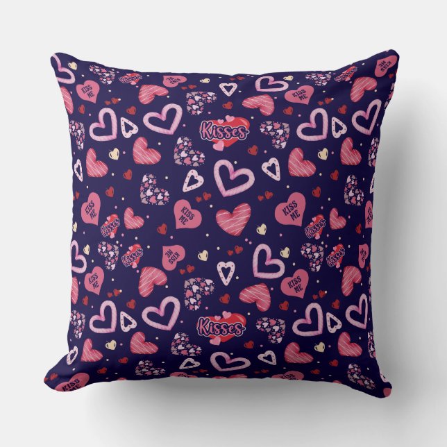 Roze harten Patroon Valentijnsdag Kussen (Voorkant)