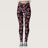 Roze harten Patroon Valentijnsdag Leggings (Voorkant)