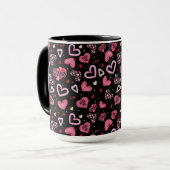 Roze harten Patroon Valentijnsdag Mok (Voorkant links)