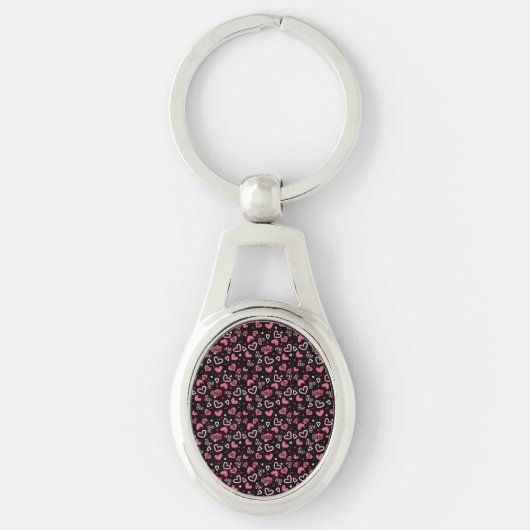 Roze harten Patroon Valentijnsdag Sleutelhanger (Voorkant)
