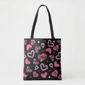 Roze harten Patroon Valentijnsdag Tote Bag (Voorkant)