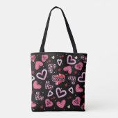 Roze harten Patroon Valentijnsdag Tote Bag (Achterkant)