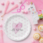 Roze harten Patroonpatronen Waterverven Sweet Love Papieren Bordje (Feest)