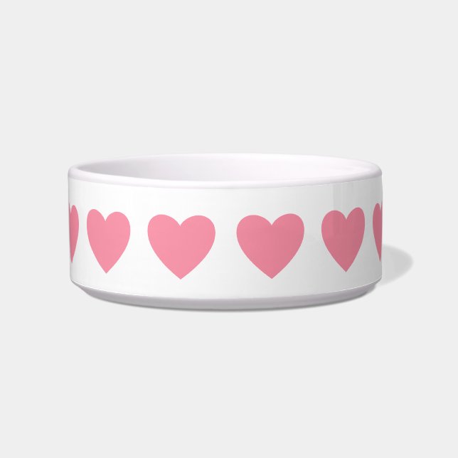 Roze harten Pet Bowl Voerbakje (Voorkant)