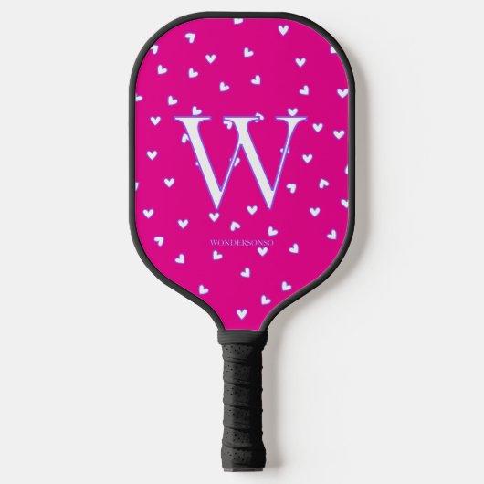 Roze harten pickleball paddle (Voorkant)