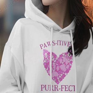 Roze Harten Pootjes Kat/Hond Dierenvrienden Valent Hoodie
