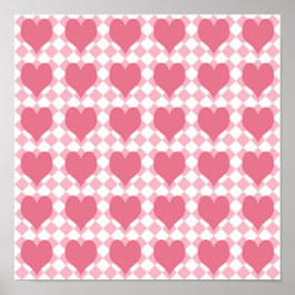 Roze harten poster