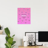 Roze harten Preppy esthetisch Poster (Thuiskantoor)