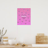Roze harten Preppy esthetisch Poster (Keuken)
