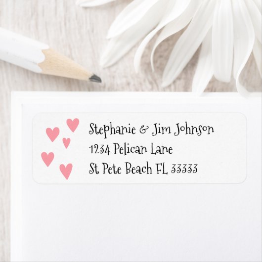 Roze harten retour adreslabel etiket (Insitu)