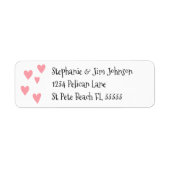 Roze harten retour adreslabel etiket (Voorkant)