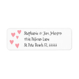 Roze harten retour adreslabel etiket
