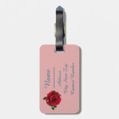 Roze harten rode rozen Romantic personaliseren rei Bagagelabel (Achterkant verticaal)