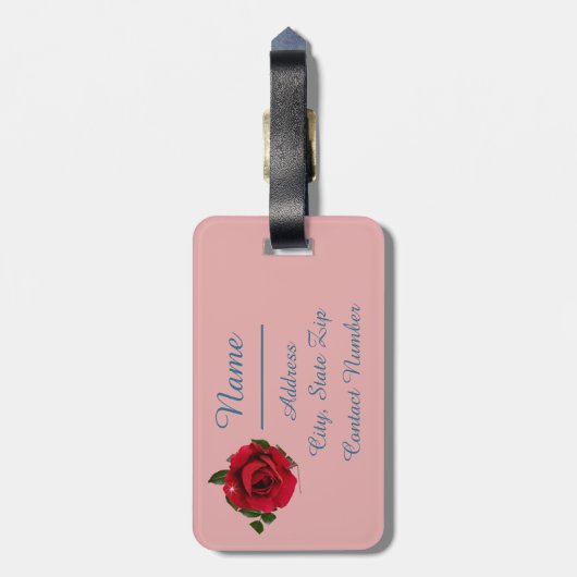 Roze harten rode rozen Romantic personaliseren rei Bagagelabel (Achterkant verticaal)