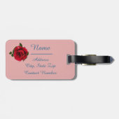 Roze harten rode rozen Romantic personaliseren rei Bagagelabel (Achterkant horizontaal)