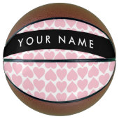 Roze harten, Romantisch, Jouw naam, Personaliseer Basketbal (Voorkant)